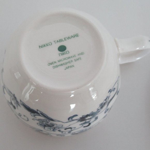 Nikko Tableware Japan White Blue Cup and Saucer Japan Ming Tree Pattern Set 8pcs - Picture 8 of 13